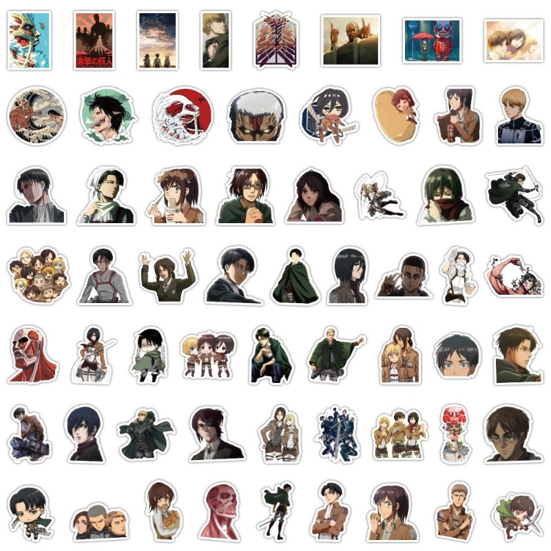 Accessories Laptop - 60 Buah Stiker Anime Attack On